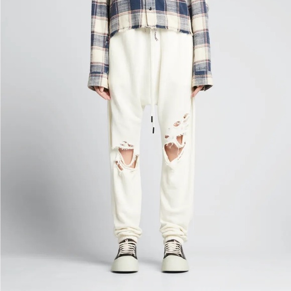 R13 Shredded Drop Crotch Sweatpants. SIZE small - Picture 3 of 14